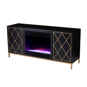 Color changing media fireplace w/ modern gold accents Image 8