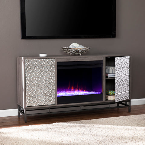 Image of Color changing electric fireplace w/ media storage Image 3