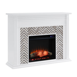 Fireplace mantel w/ authentic marble surround Image 4
