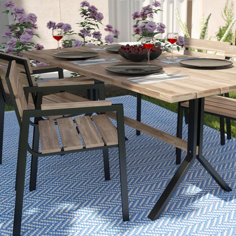 Image of Outdoor dining set with 4 chairs Image 3