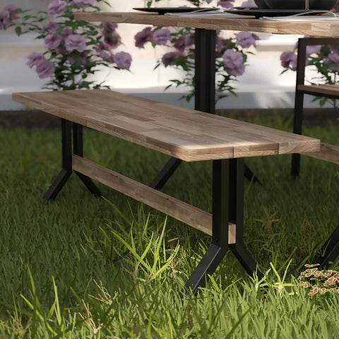 Image of Outdoor bench w/ steel legs Image 1