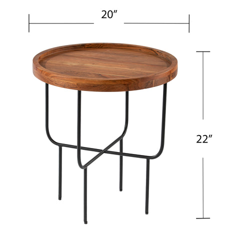 Image of Round side table w/ tray-top look Image 8