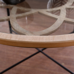 Round coffee table with inset glass top Image 2