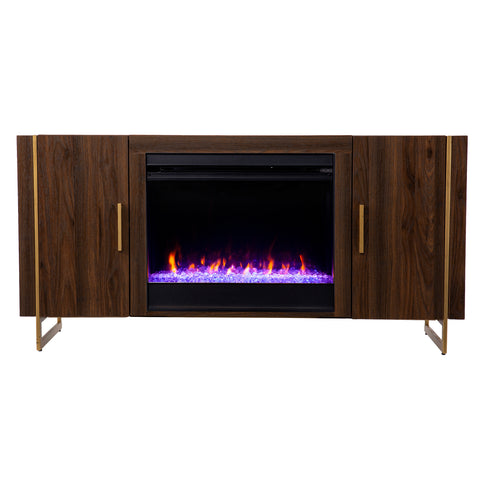 Image of Fireplace media console w/ gold accents Image 2