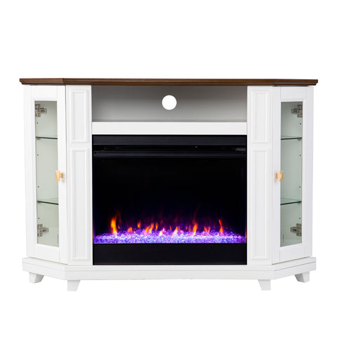 Image of Two-tone color changing fireplace w/ media storage Image 4