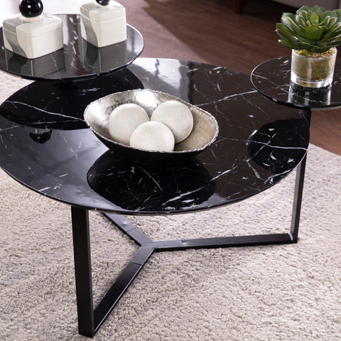 Image of Faux marble coffee table with storage Image 2