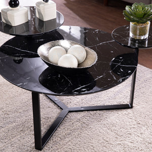 Faux marble coffee table with storage Image 2