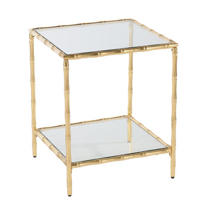 Square side table w/ glass storage Image 4