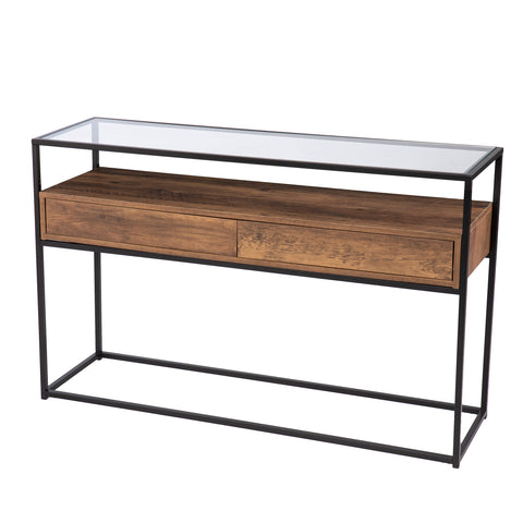 Image of Industrial console table w/ glass top Image 4