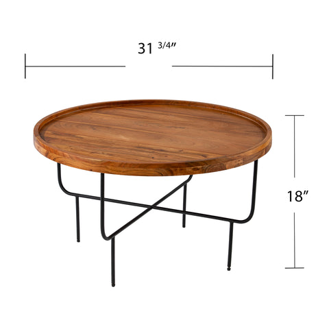 Image of Round cocktail table w/ tray-top look Image 7