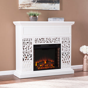 Modern electric fireplace w/ mirror accents Image 1