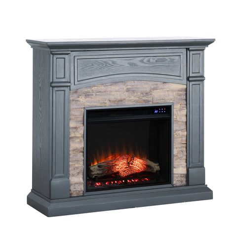 Image of Electric fireplace w/ faux stone surround Image 5