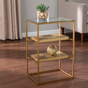 Penketh Glass-Top End Table w/ Storage