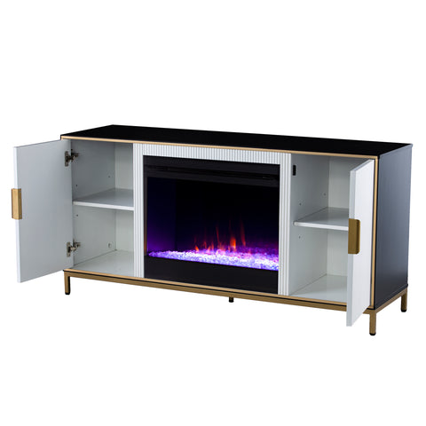 Image of Modern electric fireplace w/ media storage Image 10