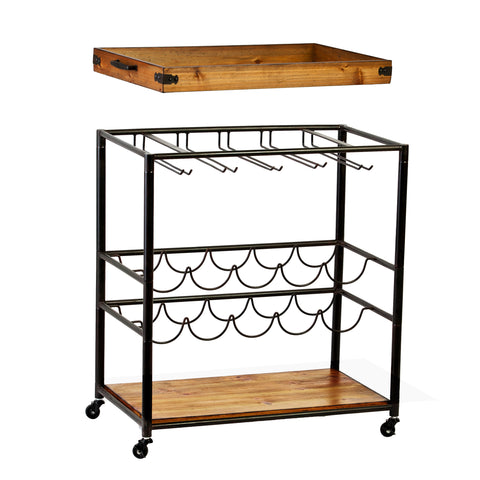 Image of Kitchen cart with wine rack and glassware storage Image 5