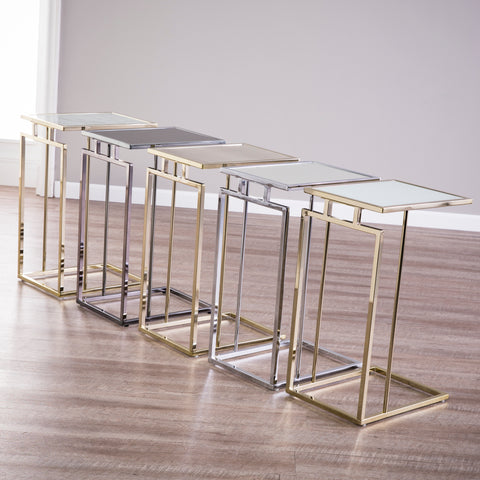 Metal and mirror tablet desk or snack table Image 3
