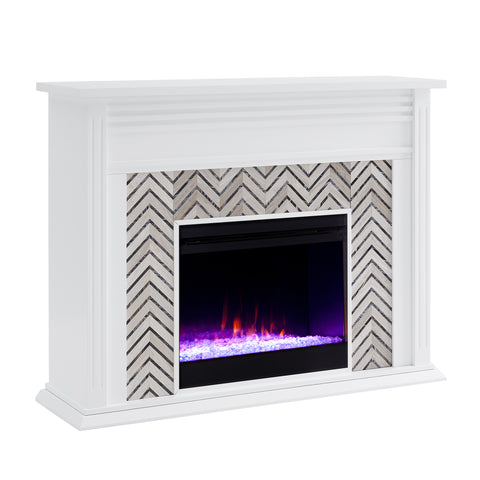 Image of Fireplace mantel w/ authentic marble surround Image 5