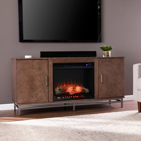 Image of Low-profile fireplace w/ storage Image 1