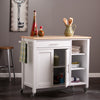 Features butcher block, 1 drawer, 1 double-door cabinet with fixed shelf, 3 open fixed shelves, and 1 towel rack Image 1