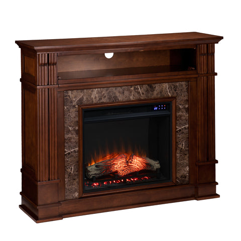 Image of Electric media fireplace w/ faux granite surround Image 8