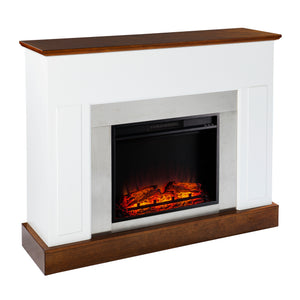 Sleek electric fireplace with metallic surround Image 6