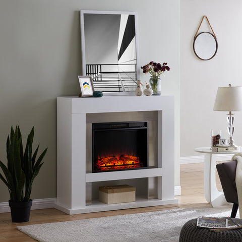 Industrial electric fireplace in contemporary silhouette Image 2