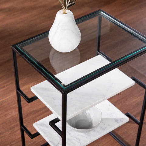 Image of 3-tier accent table w/ glass top Image 2