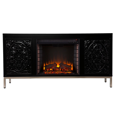 Low-profile media console w/ electric fireplace Image 2