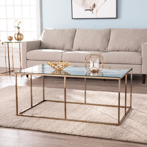 Image of Modern coffee table w/ glass top Image 1