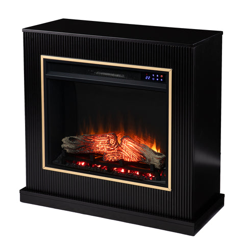 Image of Modern electric fireplace w/ gold trim Image 4