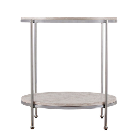 Image of Silas Round Faux Stone End Table