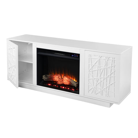 Image of Low-profile media cabinet w/ electric fireplace Image 7