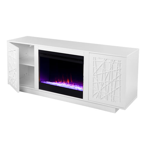 Image of Low-profile media cabinet w/ color changing fireplace Image 6