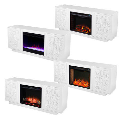 Image of Low-profile media cabinet w/ electric fireplace Image 9