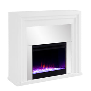 Mixed material fireplace mantel w/ mirrored surround Image 5