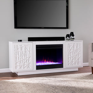 Low-profile media cabinet w/ color changing fireplace Image 1