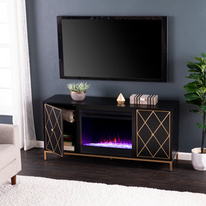 Color changing media fireplace w/ modern gold accents Image 9
