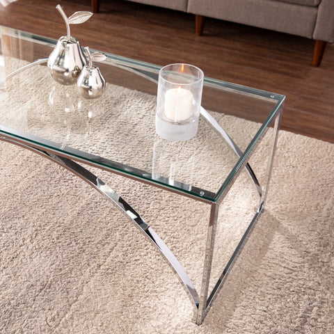 Image of Rectangular coffee table w/ glass top Image 2