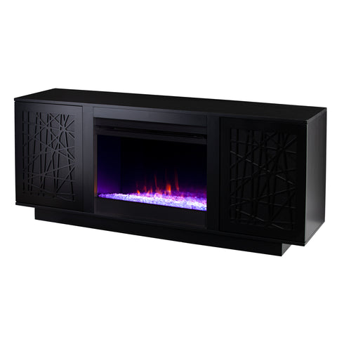 Image of Low-profile media cabinet w/ color changing fireplace Image 4