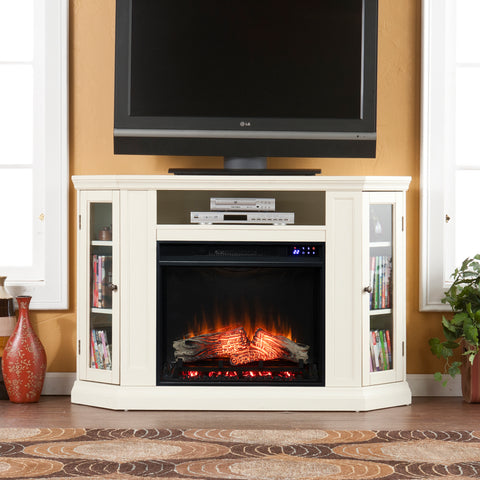Image of Electric fireplace curio cabinet w/ corner convenient functionality Image 1