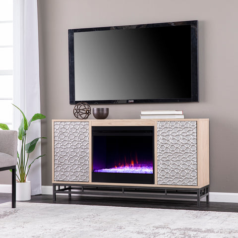Image of Color changing electric fireplace w/ media storage Image 1