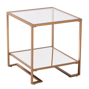 Square glass and mirror side table w/ open shelf Image 4