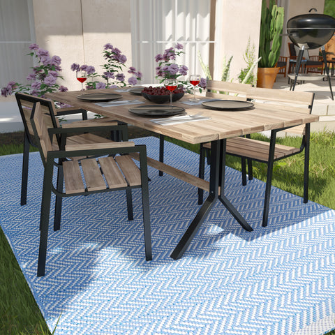 Image of Outdoor dining set with 4 chairs Image 1