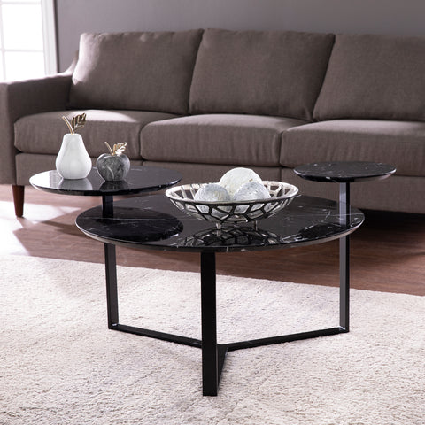 Image of Faux marble coffee table with storage Image 1