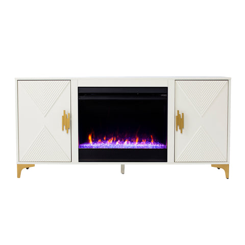 Image of Color changing fireplace console w/ storage Image 2