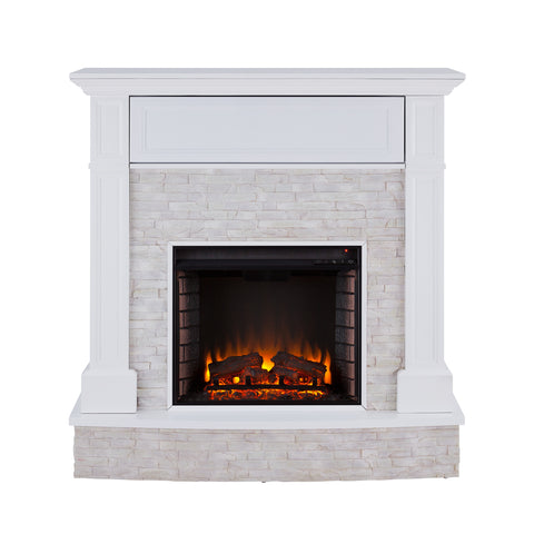 Image of Elegant stone media fireplace Image 3