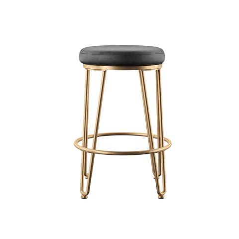 Image of Modern stool w/ faux leather seat Image 2