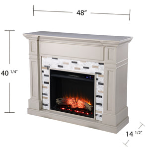 Classic electric fireplace with multicolor marble surround Image 7