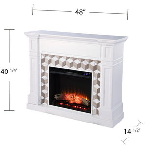 Classic electric fireplace w/ modern marble surround Image 7