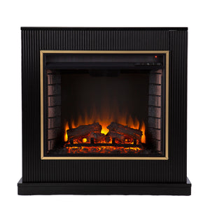 Modern electric fireplace w/ gold trim Image 3